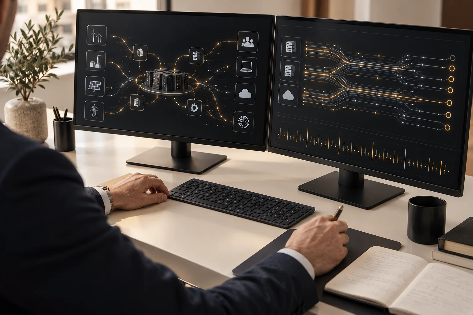 Illustration IA : le trader et ses outils métier